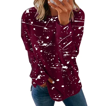 2021 Femei Toamna Iarna Noua Moda Graffiti Imprimare Vrac Maneca Lunga Bluza Casual All-Meci Plus Dimensiunea Pulover Topuri