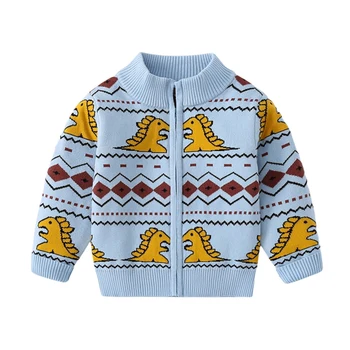 Baywell Toamna Copii Băieți Pulover de Iarna pentru Copii cu Fermoar Cardigan Retro O Gât Tricot Jachete 1-6Y 5