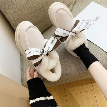 Cizme de zapada pentru femei de lux de designer 2021 Femei de Moda de Iarnă Caldă Plat Doamnelor Pantofi Noi Turma Blana piele de Căprioară Glezna Cizme de sex Feminin