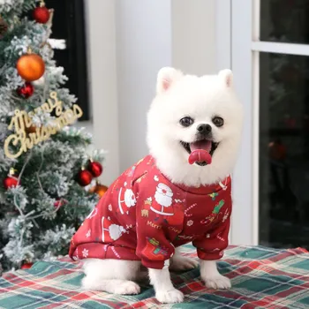 Crăciun Câine De Companie Haine Plus Catifea Caldă Câine Pulover Pulover Pentru Catelus Mediu Câini De Talie Mare Hanorac Om De Zăpadă Chihuahua Costum