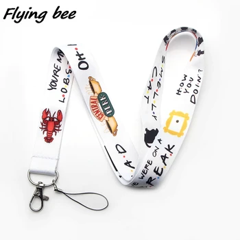 Flyingbee Prietenie Lanyard-uri Pentru Breloc Carte de IDENTITATE Trece Sală de Telefon Mobil USB Insigna Titularul Bloca Coarda Arcan Șnur X0090 3