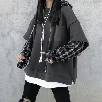 Toamna Carouri Hoodies Femei Vrac De Cauzalitate Deeptown Dungi Doamna Tricoul Gotic Stil Moda Coreeană Strada Pulovere Noi 2021 0