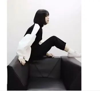 Toamna Femei Hanorac Cu Glugă 2021 Stil Coreean Ulzzang Harajuku Mozaic Pulover Fleece Jachete Pentru Femei, Casual, Hanorace 2