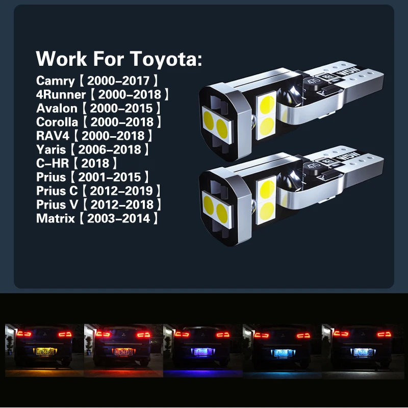 2 buc LED-uri de Lumină de inmatriculare Bec W5W T10 Lampa Canbus Pentru Toyota Camry 4Runner Avalon Corolla, RAV4 C-HR Prius C V Matrix / Lumini auto < Pensiuneafoisor.ro