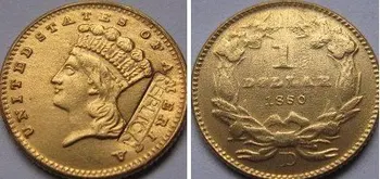 $1 AUR 1860-D copie monede TRANSPORT GRATUIT 0