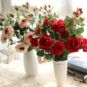 1 BUC Artificiale de Trandafir de Ceai de Flori de Înaltă Calitate Stil European de Simulare de Flori False de Decor pentru Casa Masă de Nuntă Accesorii 0