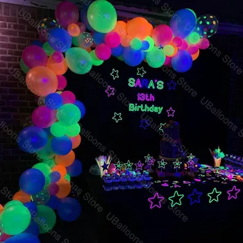 1 Set Neon Baloane Arcada UV Stralucitoare Blacklight Latex Globos Neon Ghirlanda Baloane pentru Petrecerea de Ziua Decor Consumabile 0