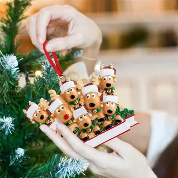 1 buc Personalizate din Lemn Reni Familie Ornamente de Crăciun, Pom de Crăciun Decorare Pentru Casa 2022 An Nou Fericit Drăguț Ornament 0