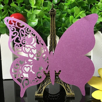 10 Colos 50pcs Fluture cu Laser Tăiat Hârtie Loc de Card / dama de companie Card / Carduri Cup/ Pahar de Vin Card Pentru Petrecerea de Nunta Favoarea Decor 0