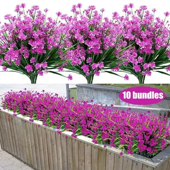 10 Pachete Flori Artificiale Piscină de Interior pentru Decorarea Rezistent la UV Nu se Estompeze Faux din Plastic Plante de Gradina Pridvor Fereastră Decor 0