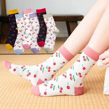 10 bucati = 5 perechi de Sosete pentru Femei Uri de Moda Toamna și Iarna Subțire de Fructe Șosete de Bumbac Japonez, Moda femei Șosete 4