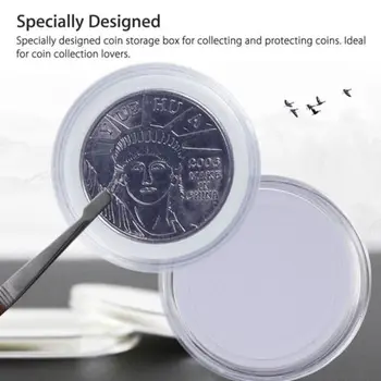 100buc 30mm Clar Rotund Monedă Cazuri Capsule Recipient Suport Cutie de Depozitare din Plastic 0