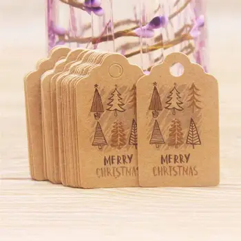 100buc Amestecat Rotund Pătrat de Hârtie Kraft Card Moș Crăciun Pom de Hârtie pentru decor copil de dus Crăciun Eticheta decoratiuni Partid