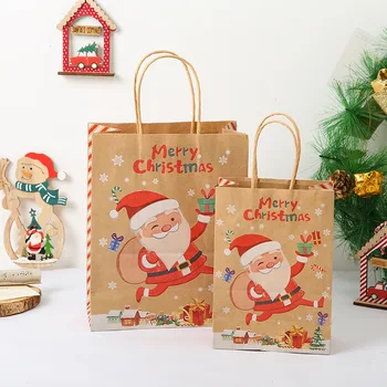 10buc Crăciun Cadou Pungi de Hârtie Kraft de Crăciun Gustare Îmbrăcăminte Prezent Ambalaj Cutie Xmas Nunta Saco Navidad Sac Mare de Anul Nou 3