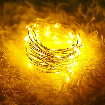 10buc Lumini de Basm Sârmă de Cupru LED Șir de Lumini de Crăciun Ghirlanda de Interior Dormitor Acasă Nunta Decor de Anul Nou Baterie 0