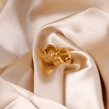 12 Perechi din Oțel Inoxidabil Gravat Hoop Cercei pentru Femei de Culoare de Aur la Modă Stil de Petrecere, Accesorii Bijuterii en-Gros