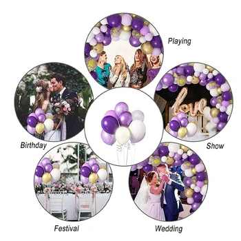 124Pcs/lot Ghirlanda Baloane Violet Violet de Lumină Aur Alb Confetti Baloane Arcada Lanț pentru Fete Ziua de naștere Petrecere de Nunta Decor 3