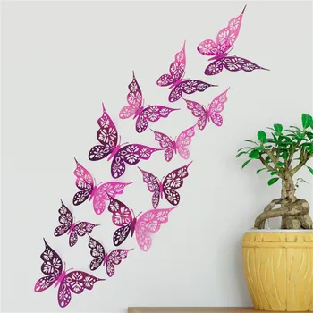 12PC 3D Gol Fluture Decor de Perete Design Rafinat Fluture Decor diy Consumabile Partid Decoratiuni pentru Craciun Halloween