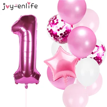 12pcs Fata Petrecere de Ziua Baloane Roz Set 40inch Numărul Balon de Folie Decor Copil de Dus 1 Balon Ziua de naștere Fată Preferă
