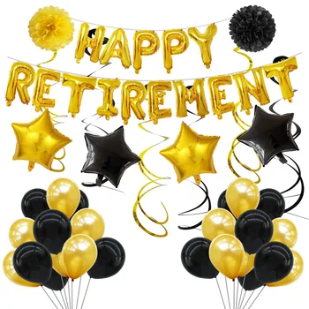 16 Inch Fericit Pensionare Scrisoare Balon De Aur Set Set Petrecere De Pensionare Partidul Decor Aranjament Baloane Set