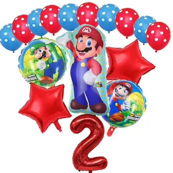 16pcs Super Mario Luigi Bros Tema Baloane Folie Set Rosu Albastru 32inch Numărul Globos Copii Ziua de nastere Decoratiuni Petrecere Copii Cadou