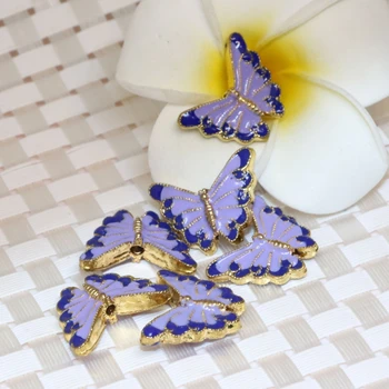 17*22mm aur-lumina de culoare violet formă de fluture pandantiv cloisonne accesorii margele distantiere fierbinte de vânzare bijuterii de luare 5pcs B2391 1