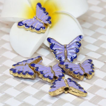 17*22mm aur-lumina de culoare violet formă de fluture pandantiv cloisonne accesorii margele distantiere fierbinte de vânzare bijuterii de luare 5pcs B2391 2