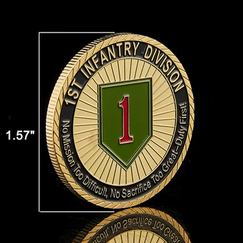 1775 statele UNITE ale americii Provocare Militară Armată Divizia 1 Infanterie Mare Soldat Datorie de Onoare Placat cu Aur de Valoare Colecție de Monede