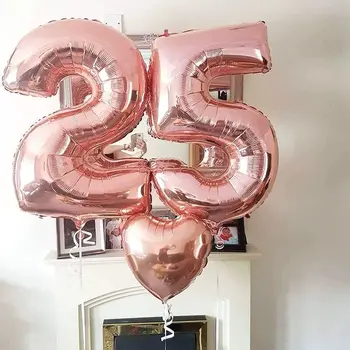 2 buc 32/40 Inch de Mare a Crescut de Aur de Argint Folie de culoare Roz Baloane cu Aer Heliu Numărul de Balon Fericit Ziua de naștere Petrecere Decoratiuni 1