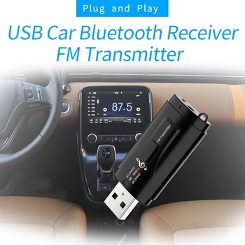 2 În 1 Transmițător FM Auto compatibil Bluetooth 5.0 Receptor USB Modulator FM Portabil 3.5 mm AUX Audio Music Player Apel Adaptor