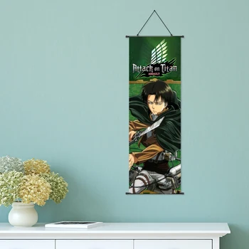 20*60cm Anime Japonez Atac Pe Titan Poster Eren Levi Agățat de Parcurgere Poster de Epocă Postere Cameră de Origine Usa de Perete Decor