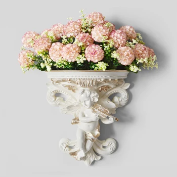 20 Buc Hortensie Flori Artificiale cu 1 Buc Perete Vaza de Flori de Perete Acasă Statuie Vaze Decor Modern Petrecere de Nunta Decor