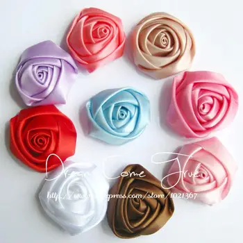 200pcs/lot 5CM 12Colors Elegant Satin Panglica Pentru Par Handmade Chic Rose Floare Accesorii de Par Floare Material Copil Bentita 1