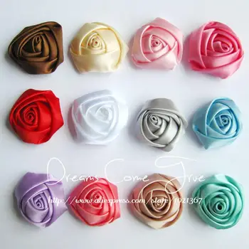 200pcs/lot 5CM 12Colors Elegant Satin Panglica Pentru Par Handmade Chic Rose Floare Accesorii de Par Floare Material Copil Bentita 2