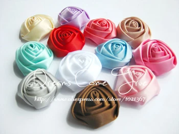 200pcs/lot 5CM 12Colors Elegant Satin Panglica Pentru Par Handmade Chic Rose Floare Accesorii de Par Floare Material Copil Bentita 3