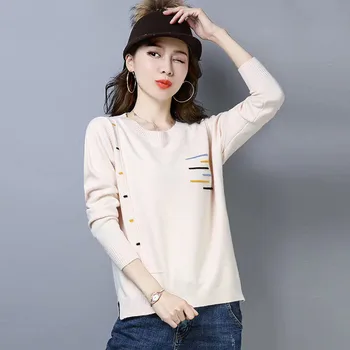 2019 Toamna Tricotate Pulover Pulover Lung Cu Maneca Scurta De Sex Feminin Casual Punte Trage O-Gât Coreea De Noi Pulovere Topuri Femeile