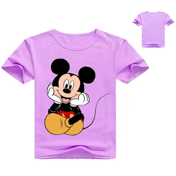 2020 Vara Noi Copii De Desene Animate Mickey Imprimare Tricou Baietel Fata Haine Cu Maneci Scurte T-Shirt Copil De Top Tee Copil O-Gât Costum