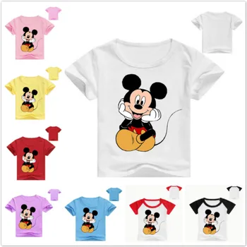 2020 Vara Noi Copii De Desene Animate Mickey Imprimare Tricou Baietel Fata Haine Cu Maneci Scurte T-Shirt Copil De Top Tee Copil O-Gât Costum 1