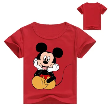2020 Vara Noi Copii De Desene Animate Mickey Imprimare Tricou Baietel Fata Haine Cu Maneci Scurte T-Shirt Copil De Top Tee Copil O-Gât Costum 2