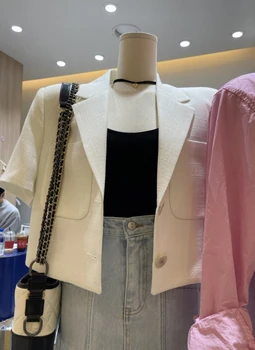 2021 Noi coreea Retro Temperament a Fost Subțire Single-breasted cu mânecă Scurtă, Mic Costum de Femei Subțire de Vest-stil Sacou Scurt