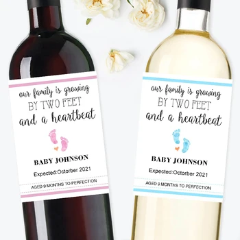 20buc Personalizate de Vin Personalizate Etichete Autocolante Botezul Copilului Duș timpul Sarcinii Copilul Anuntul Sticla de Vin Etichete