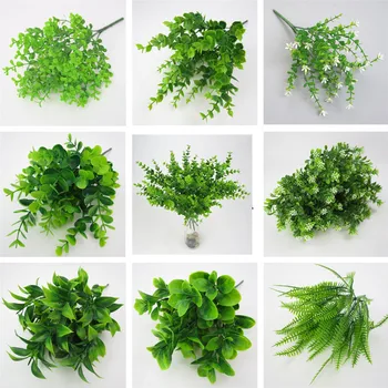 22 stiluri de Plante Artificiale Eucalipt Iarba de Plastic Ferigi Frunze Verzi Fals Plante cu Flori Nunta Decor Acasă Tabelul Decoruri 0