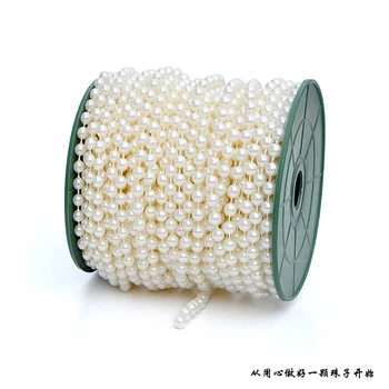 25M 6mm Linia de Pescuit de Perle Artificiale Margele Lanț ornamental Ghirlanda Pentru Bijuterii de Nunta Buchet de Mireasa Flori Decor 0