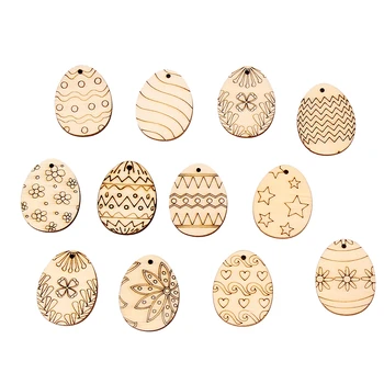 30-80mm DIY Așchii de Lemn Ouă de Paști Agățat Ornamente Paste Fericit Ouă Ambarcațiuni din Lemn de Paști Decoratiuni Pentru Casa