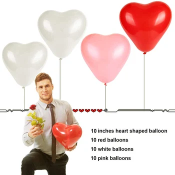 30pcs 10inch Forma de Inima Baloane de Ziua Îndrăgostiților Decoratiuni Nunta Petrecere cabină de Duș de Mireasă a Burlacelor, Aniversare, Ziua Îndrăgostiților 0