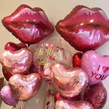 32inch Mare și Roșu, Roz Inima, Baloane Folie Nunta, Logodna Buzele Aer Balon cu Heliu Mireasa Pentru a Fi Petrecerea de Ziua Decor Balon de Dragoste