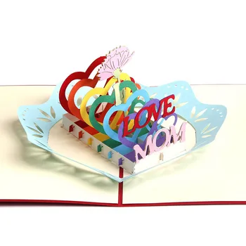 3D Laser Cut Handmade Colorate Acoperă Inima-mi PLACE MAMA Hârtie Felicitari Felicitare de ziua Recunostintei Ziua Mamei Cadou Creativ