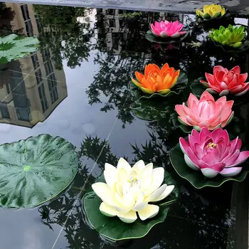 3Pcs Culoare Mixt Plutitoare Lotus Flori Artificiale Realiste, Crin de Apă Micro Peisaj pentru Nunta Iaz Grădină Fals Plante Decor