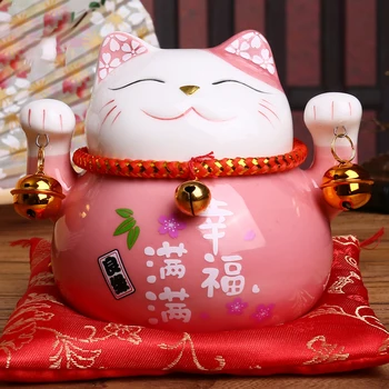 4.5 inch Maneki Neko Portelan Cat Noroc Decor Acasă Ornamente Avere Pisica Caseta de Bani Fengshui Ambarcațiuni 6 Culori