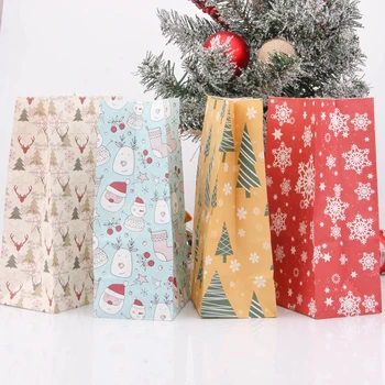 4BUC Merry Christmas Mix Tipuri Oaspeții Cutii de Ambalaj Cerb Fulgi de zăpadă, Bomboane Pungi de Cadouri Cu Autocolante Petrecere de Crăciun Cadou de Decor